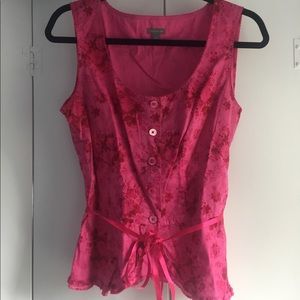 Ann Taylor Pink Button Sleeveless Blouse